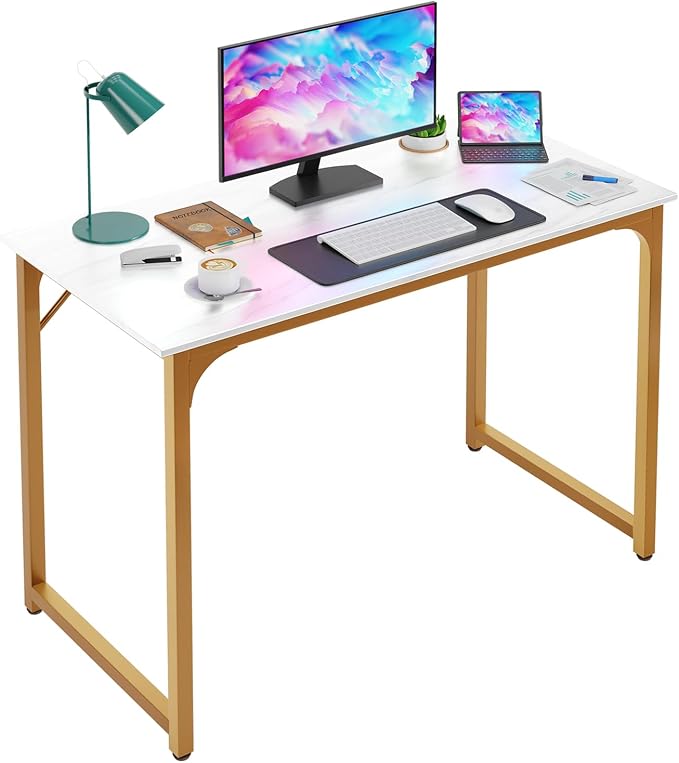 PayLessHere | 39 Inch Computer Desk | White Gold | Office Desk by PayLessHere