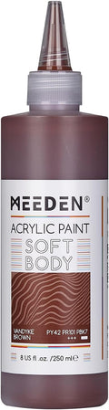 MEEDEN Vandyke Brown Acrylic Paint: Matte Finish 250ml/8.45oz Soft Body Bulk by MEEDEN