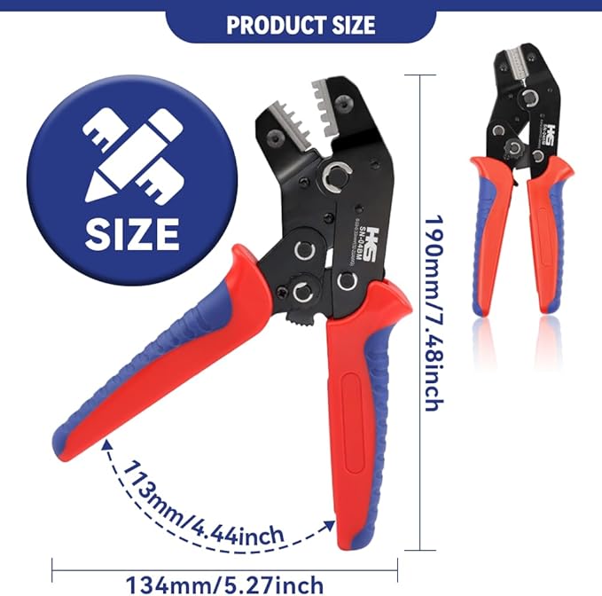 HKS Micro Connector Crimping Tool for Open Barrel Pins 32-22AWG, Ratcheting Crimper for JST-XH2.54/PH2.0/SM2.54/ ZH1.5, Molex KK/PicoBlade, Dupont SN-04BM