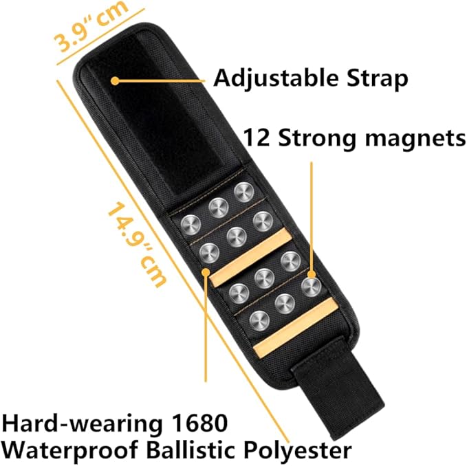 Magnetic Wristband for Holding Screws, Nails & Tools, Strong Magnets Holding Screws,Nails,Drill,Bits,Screwdriver, Gadgets Tools for Men,Dad Father and Husband, Built-in 15 Magnets-Brown