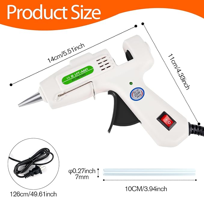 SHJADE Hot Glue Gun with 30 Glue Sticks, 20W White Mini Hot Melt Gun Kit | Fast - Image 5