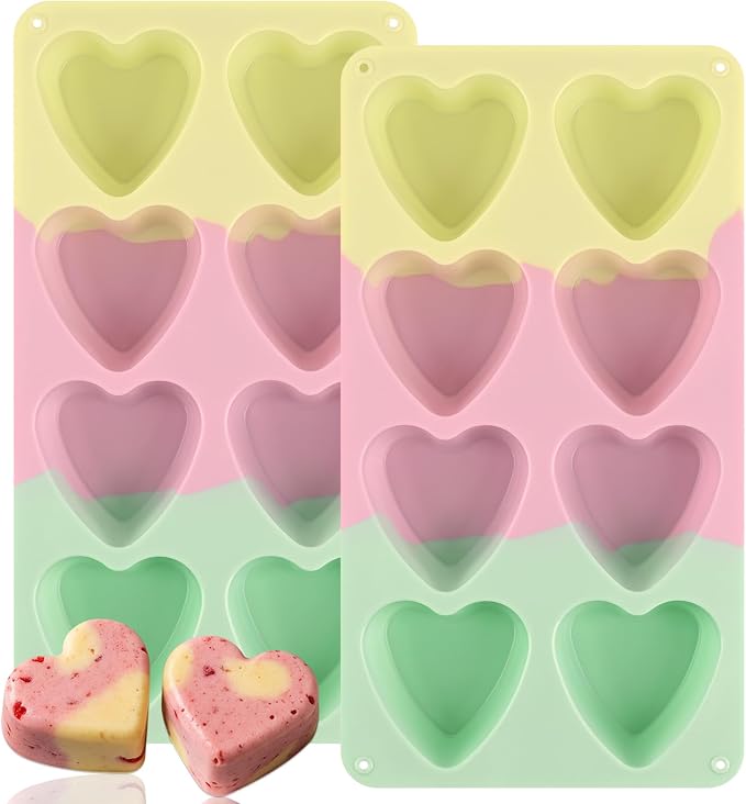 Sakolla 2 Pack 2.7″ Heart Cake Molds, 8 Cavity Silicone Baking Molds by Sakolla