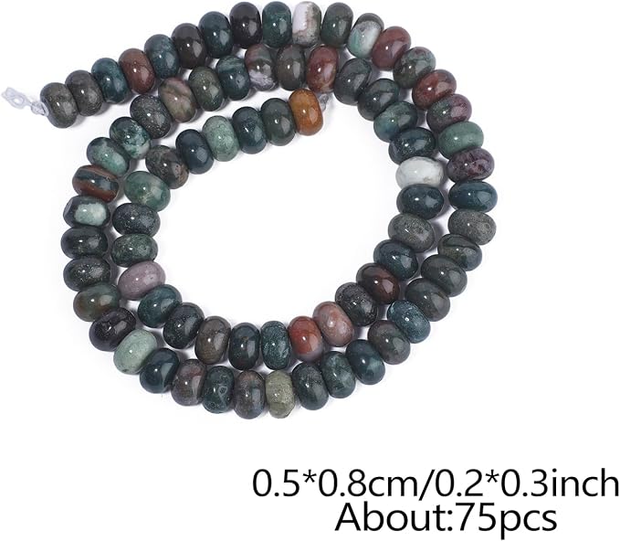 Songxi 5x8mm Natural Indian Agate Stone Rondelle Beads, Gemstone - Image 2