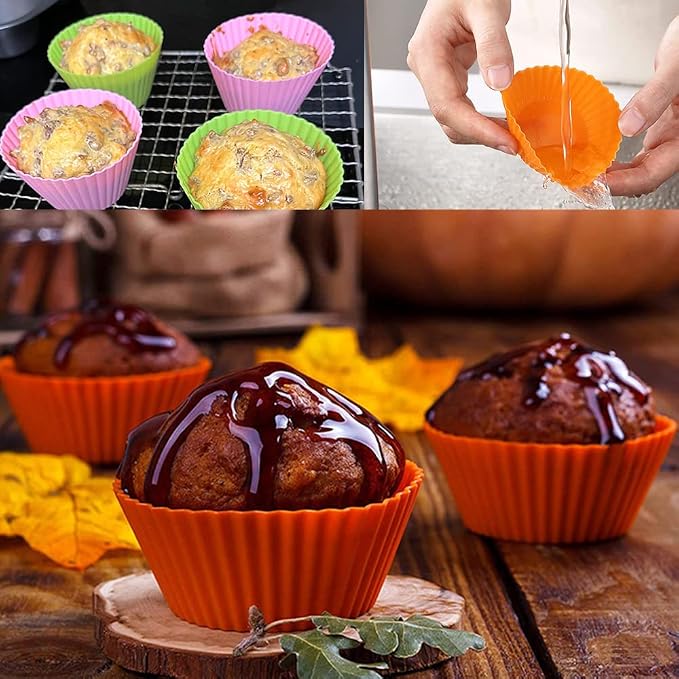 Extra Large Silicone Cupcake Baking Cups 12 Pack | Non-stick, - Image 7