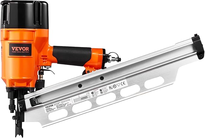 VEVOR Framing Nailer, 2" to 3-1/2" 21 Degree Full Round Head Pneumatic Framing Nailer with Dual Trigger Modes & Tool-Less Depth Adjustment, 80-120PSI Pro Air Nail Gun for Framing Flooring Decking