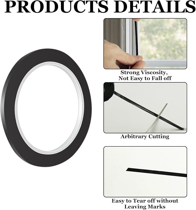 CANIPHA Black Stained Glass Lead Lines, Faux Lead Lines, 216.5ft Roll, PET - Image 3