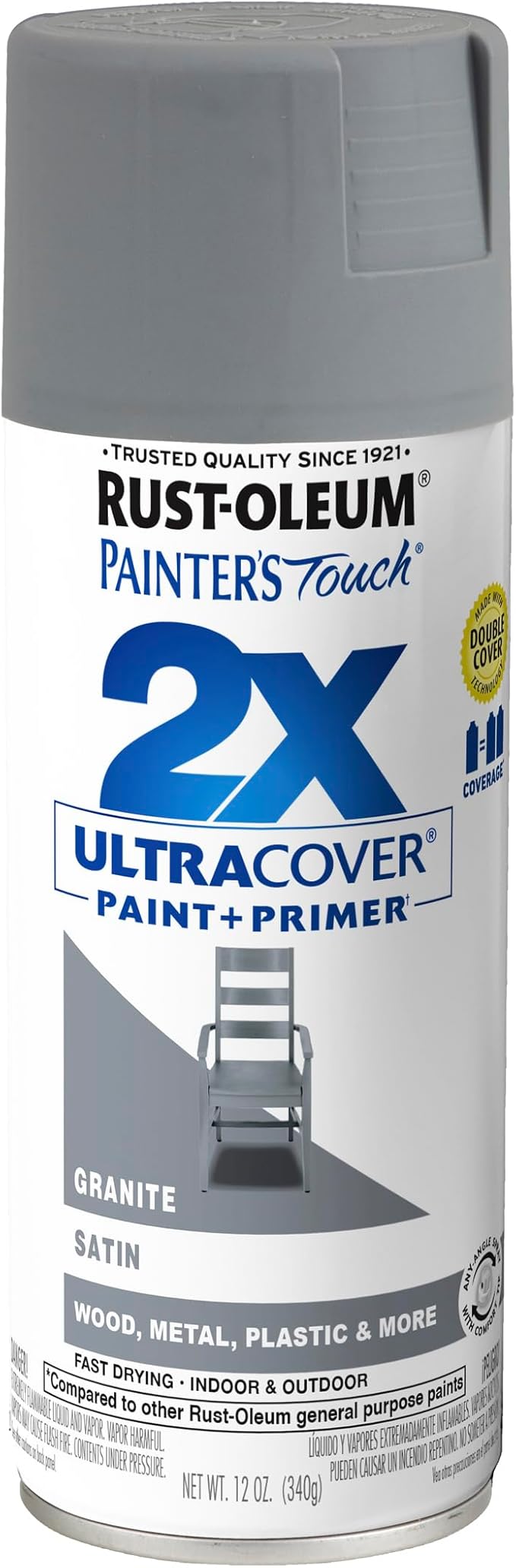 Rust-Oleum Painter's Touch 2X Ultra Cover Spray Paint, Satin Granite | Indoor by Rust-Oleum