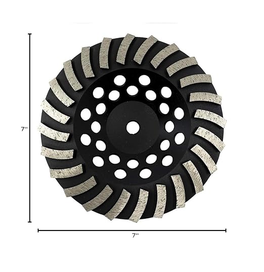 Benchmark Abrasives 7 Inch Concrete Grinding Wheel Threaded Swirly Turbo Diamond Cup Wheel with 5/8"-11 Arbor Hole for Masonry, Marble, Natural Stone, Concrete - Angle Grinder Attachments (7”)