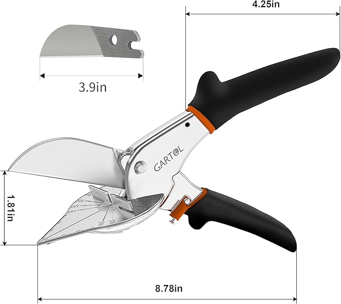 GARTOL Miter Shears, 45-135 Degree Adjustable Angle Scissors, Quarter Round - Image 2