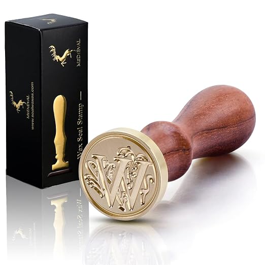 Medieval Initial Alphabet Sealing Wax Stamps, Brass Head Wooden Handle - Image 6