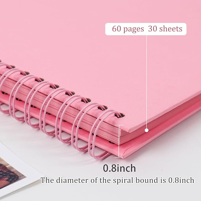 RECUTMS 10x10 Scrapbook Album 60 Page Kraft Paper Wedding Memory Book Pink | - Image 4