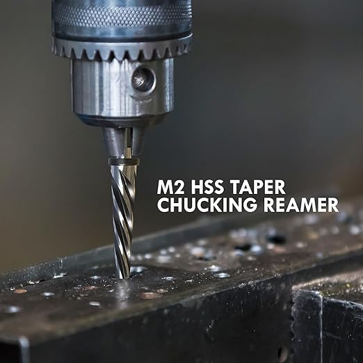 7/16" Bridge Construction Reamer, M2 HSS Taper Chucking Reamer Drill Bit with 5-Spiral Flutes Design for Steel, Alloy, Aluminum, Wood and Plastic
