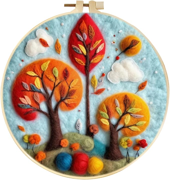 CaptainCrafts Needle Felting Kit, Wool Felt Supplies, Embroidery Hoops by CaptainCrafts