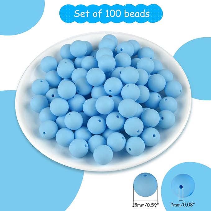 ASTARON 100 Pcs 15mm Silicone Beads - Image 2