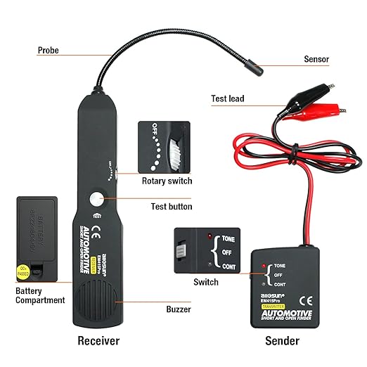 allsun em415Pro Cable Tracker Electrical, Auto Circuit Tester,Short Open Finder Wire Breaker Locator,Broken Wire Detector Tool,Cable Fault Probe, DC 6-42V