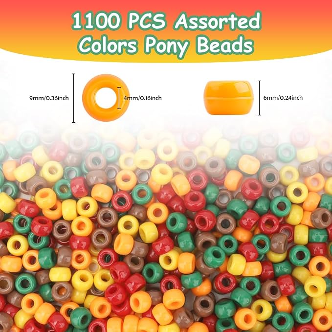 Thanksgiving Pony Beads 1100 Pcs, Fall Beads, Bulk Bead - Image 2