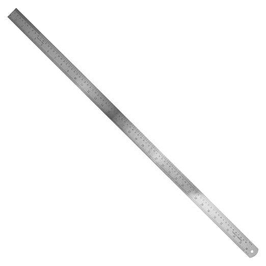 Pacific Arc Stainless Steel Ruler Inch and Metric, with 32nd and 64th Graduations, 36 Inches