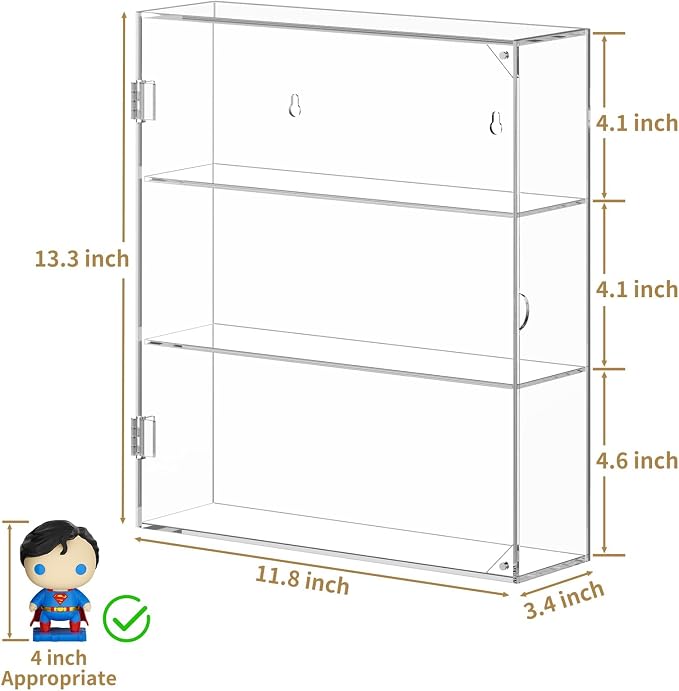 NIUBEE Acrylic Display Case, Wall Mounted or Desktop Dustproof Display Cabinet - Image 4