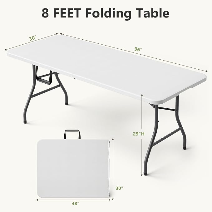 Folding Table, 8 FT Foldable Plastic Table - Image 3