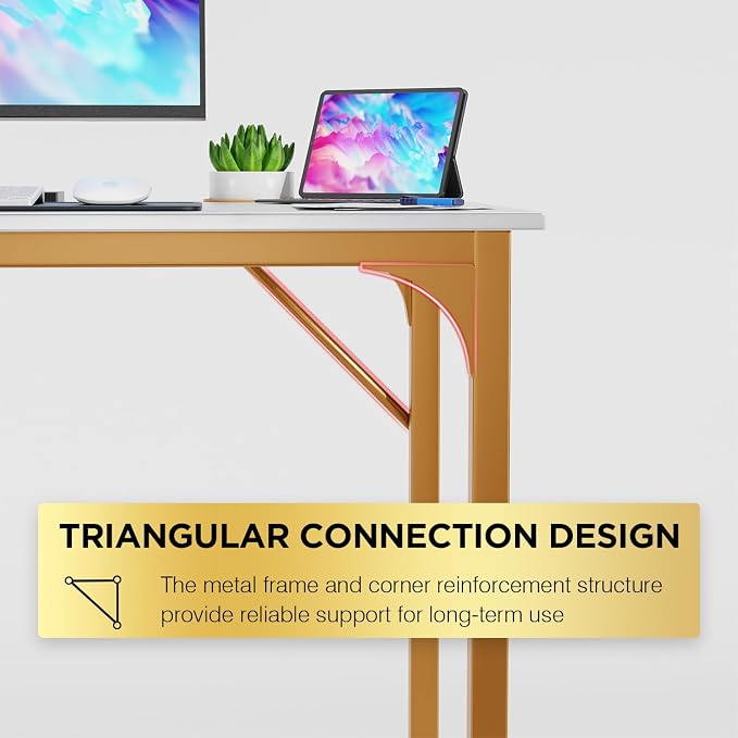 PayLessHere | 39 Inch Computer Desk | White Gold | Office Desk - Image 6