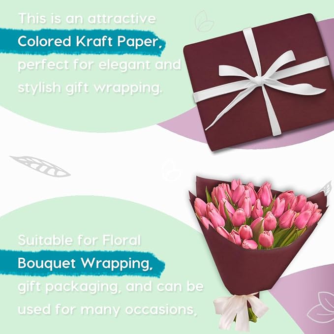PerkHomy Wine Red Kraft Paper Roll 48" x 1 - Image 4