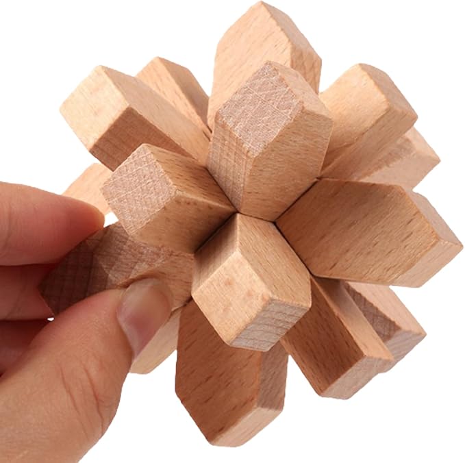 VolksRose 9pcs Wooden Brain Teaser Puzzles, IQ Challenge Puzzle Games, Logic - Image 4