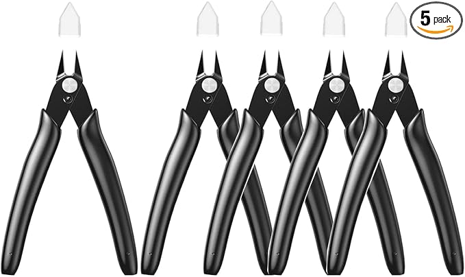 Small Wire Cutters 5-Pack Diagonal Flush Cutters 5" Black | by BOENFU