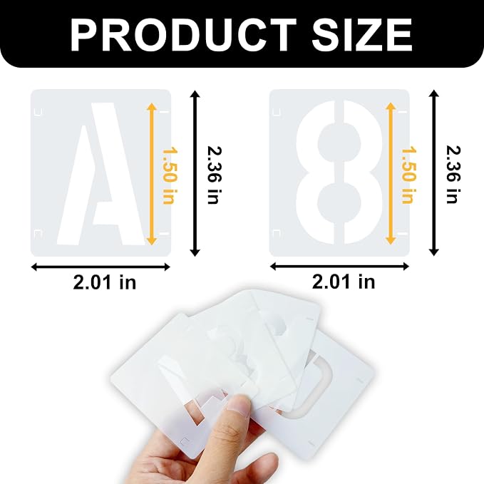 2 Pack - 1.5 Inch Letter Stencils Set, 72 Reusable Stencils - Image 3