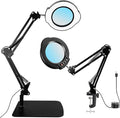 15X Magnifying Glass with Light and Stand, 5 Color Modes 10 Levels Adjustable Brightness, 2-in-1 Desk Lamp with Clamp, Hands Free LED Light Magnifier for Craft Hobby Reading Repair Close Works