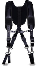PRO-01 Leather Tool Belts for mens, Tool Belt with Suspenders, Comfort Back Support with stainless steel Buckle for Construction, Framers (Black padding, Extra Large)