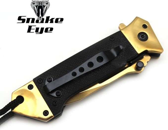 Snake Eye Tactical Heavy Duty Every Day Carry Folding Pocket Knife (Gold)