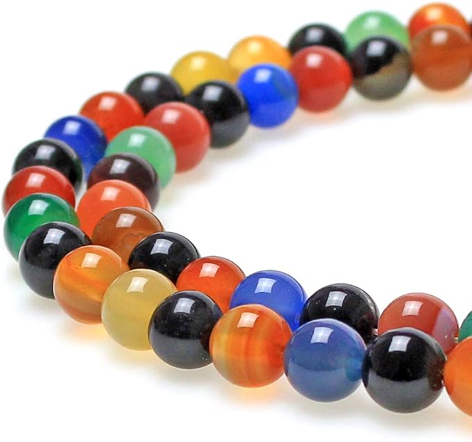 MJDCB Natural Stone Beads Colorful Agate Round Loose Beads - Image 2