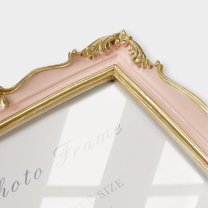 5x7 Pink Picture Frame, Vintage Pink and Gold 5 by 7 Antique Photo Frames - Image 4