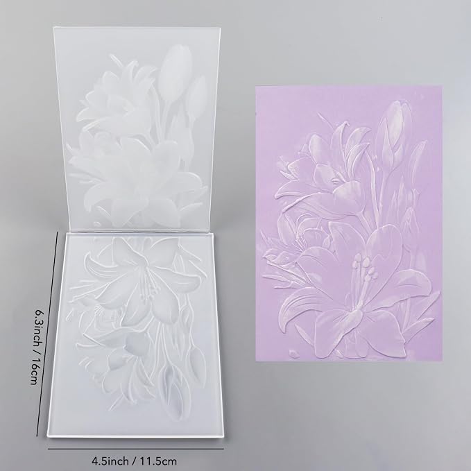 3D Embossing Folder for Card Making Lily Floral Background Plastic Embossing - Image 3