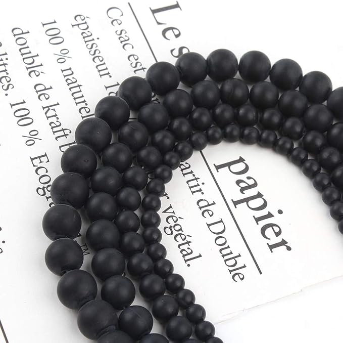 8mm Matte Black Onyx Bead, 15-Inch Matte Round Loose Stone Beads - Image 6