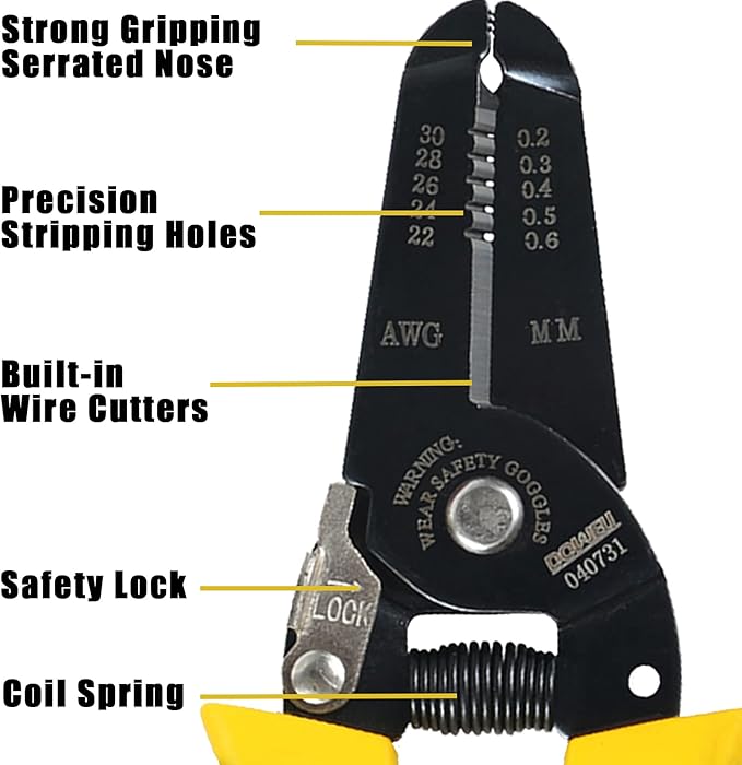 DOWELL 22-30 AWG Wire Stripping Tool Wire Stripper Cutter Pliers Tool Multi-Function Hand Tool for Electrician 2-Piece