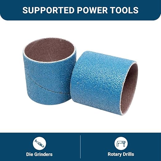 Benchmark Abrasives 1.5" X 1.5" Zirconia Sanding Bands, Spiral Bands Rotary Sander Attachment for Drill & Die Grinder, Metal Polishing Sanders for Woodworking - Sander Tool (10 Pack), 60 Grit