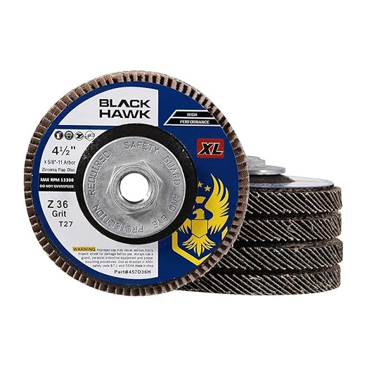 BHA High Density Zirconia Flap Discs Jumbo Grinding Wheels XL Type 27, 4.5" x 5/8"-11, 5 Pack (60 Grit)