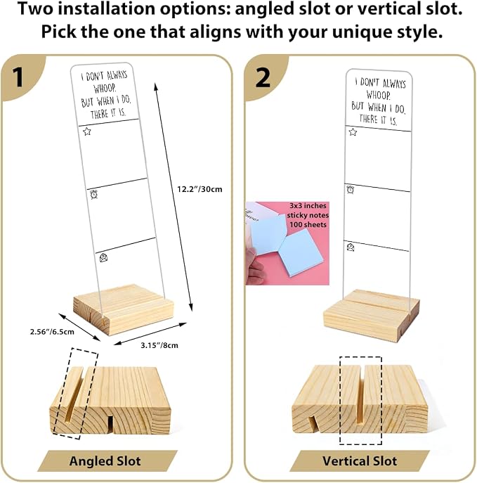 Monitor Memo Board with Removable Wooden Base Acrylic Portable Sticky Note - Image 2