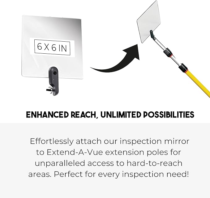 Inspection Mirror Replacement Works with Extend A Vue Extension Poles, 6 inch x 6 inch