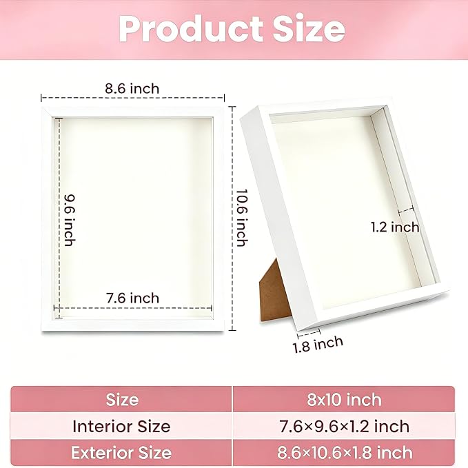 4 Pack Shadow Box Frame, 1.2" Depth 3D Picture Frame - Image 2