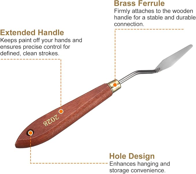 HARFINGTON Palette Knife Painting Tool 1.77" x 0.47" Stainless Steel Teardrop - Image 5