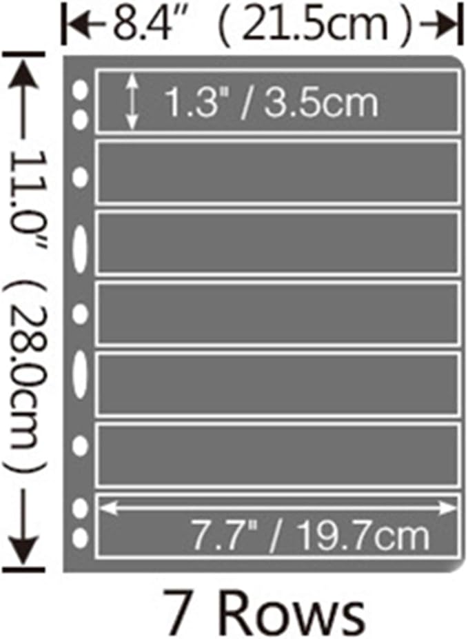 MUDOR Stamp Pages for Stamp Collection Album Binder Book, 10 Sheet 7 Row | 7 - Image 3