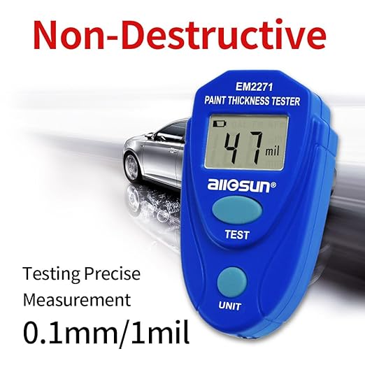 allsun EM2271 Portable Paint Coating Thickness Meter 0-2mm/80mil,Non-Destructive Coating Tester for Iron Steel Aluminum with Auto Shut-off