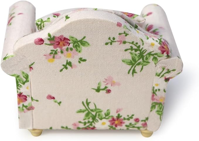 Dollhouse Couch with Pillow 1 12 Scale Miniature Sofa Arm Chair Living Room - Image 5