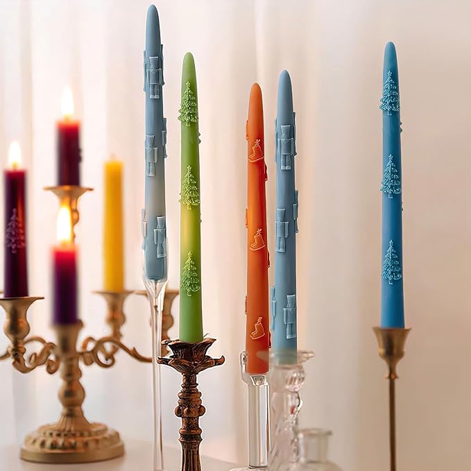 2 PCS Christmas Long Candle Silicone Mold, Pillar Candlestick Candle Mold - Image 3