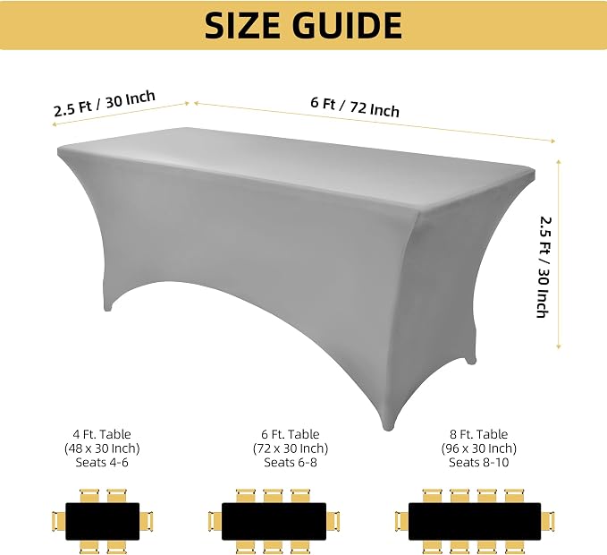 113 6-Pack 6ft Spandex Table Covers - Image 4
