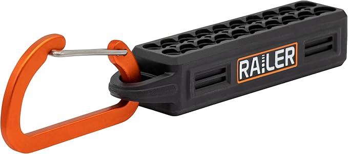 Screwdriver Bit Holder Storage Organizer – Railer 20-Hole Black Bit Holder with Carabiner