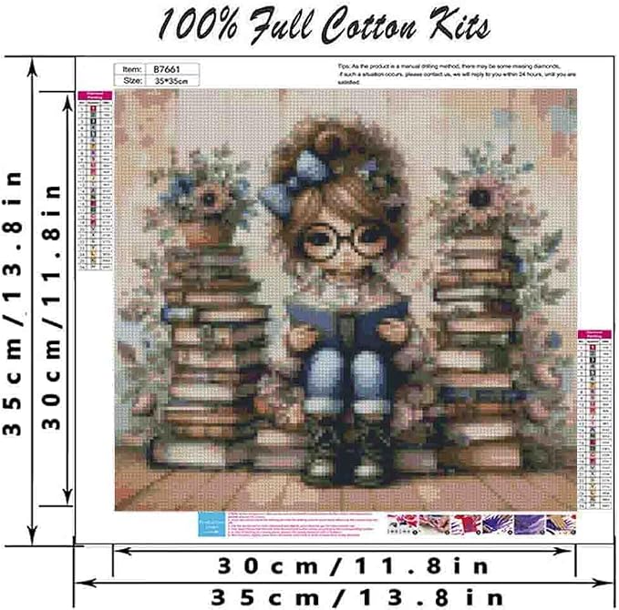 Girl Cross Stitch Kits for Adults Beginner, Book Flower Counted Cross Stitch - Image 2