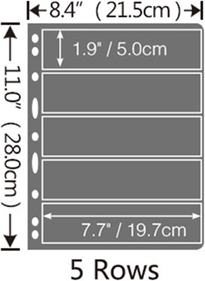 MUDOR Stamp Pages for Stamp Collection Album Binder Book, 10 Sheet 5 Rows | - Image 3